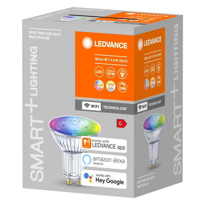 Ledvance SMART+ spotpære PAR16 farge GU10 5 W